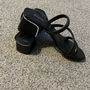 Michael Kors Lana black mid heel with silver trim NWOT